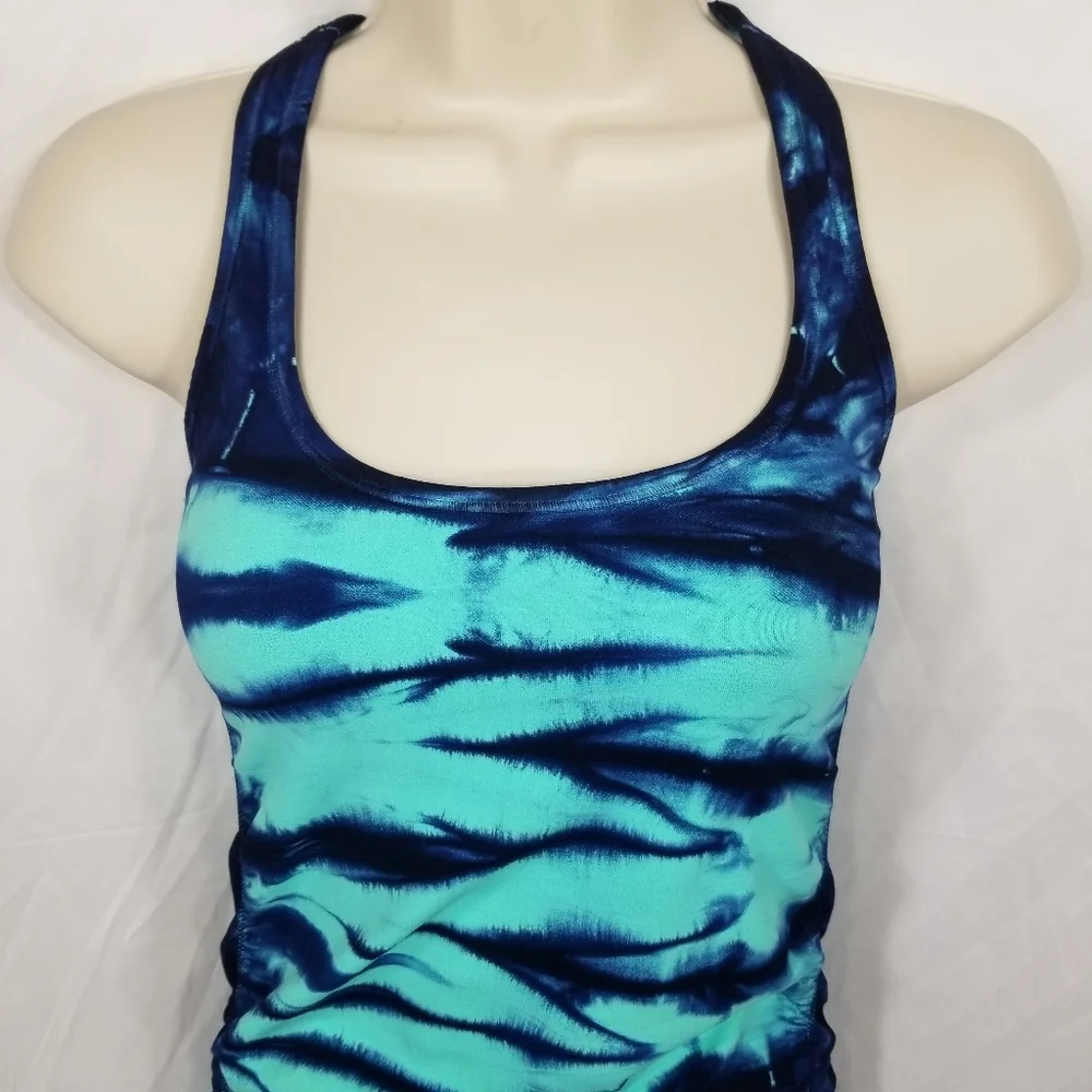 Womens Nux Newly Charmed Tank Magic Mint Blue Racerback Tank Tie Dye Small - Picture 3 of 8